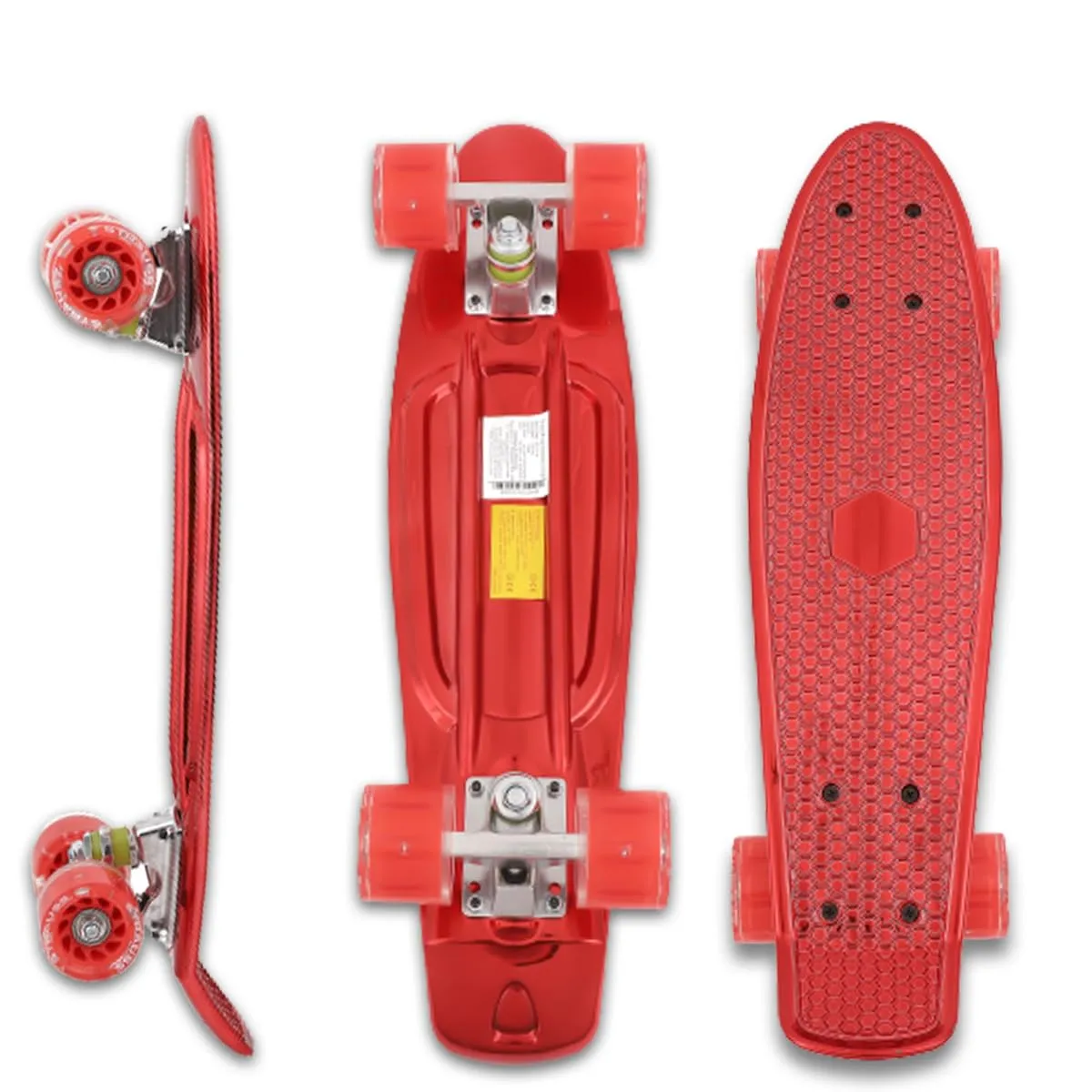 STRAUSS Cruiser Skateboard| Penny Skateboard | Casterboard | Hoverboard | Anti-Skid Board with ABEC-7 High Precision Bearings | PU Wheel with Light |Ideal for 8 Years and Above | 22 X 6 Inch,(Red)