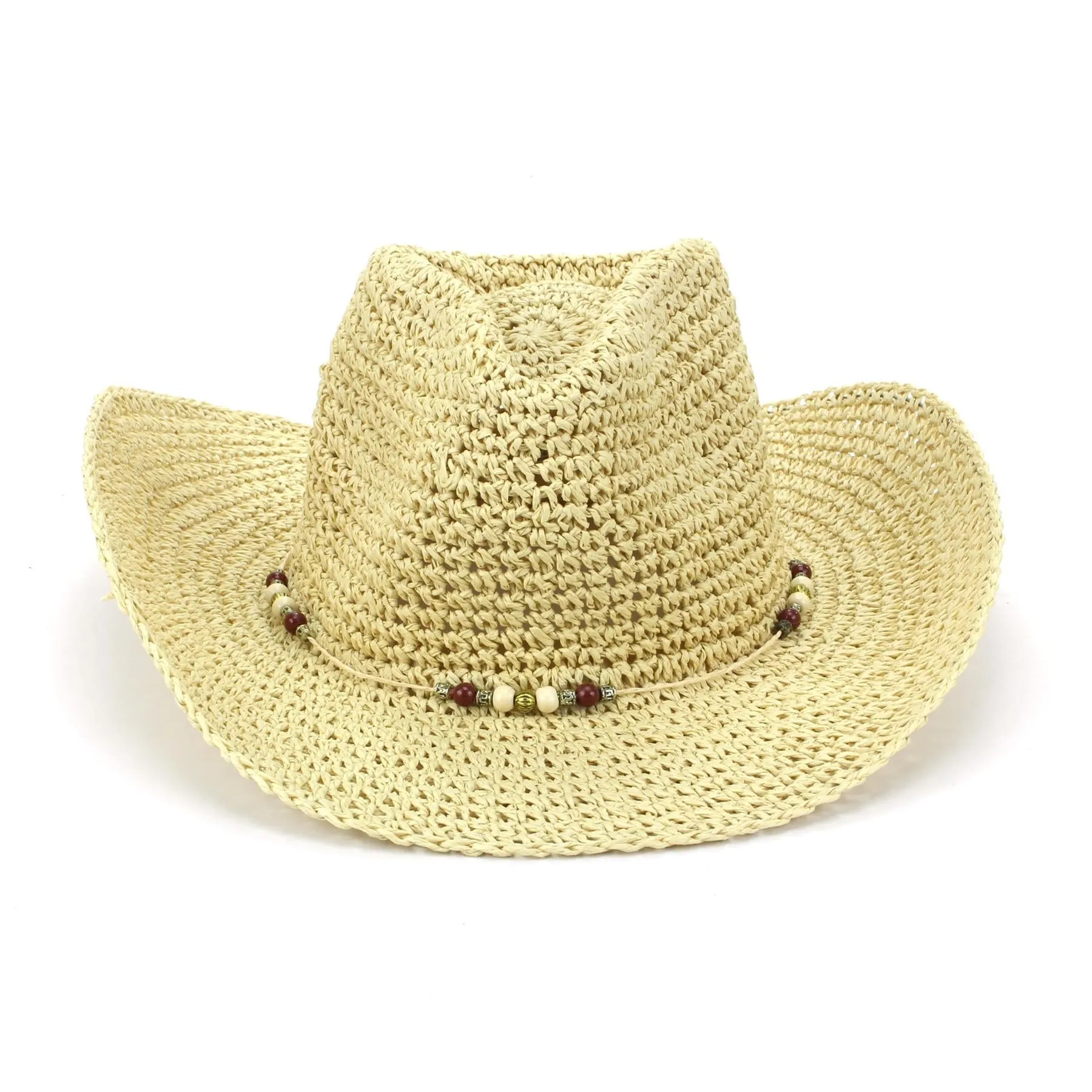 Straw Cowboy Hat with Bead Band