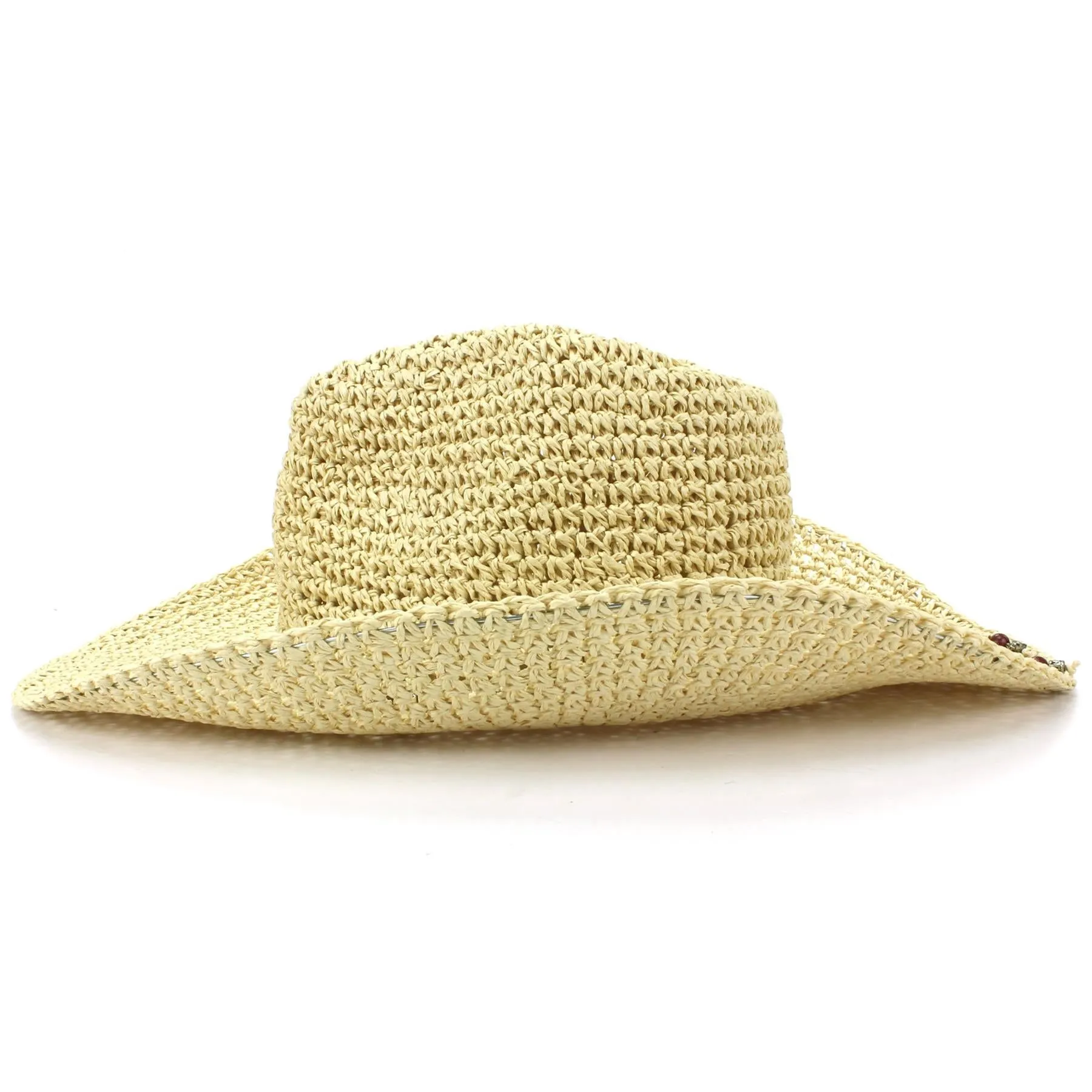 Straw Cowboy Hat with Bead Band