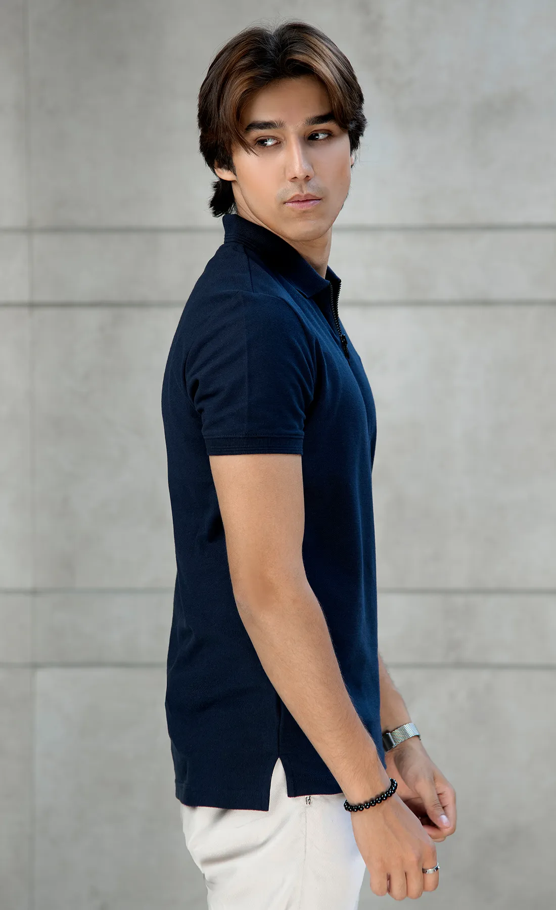 Streetela Navy Zipper Polo