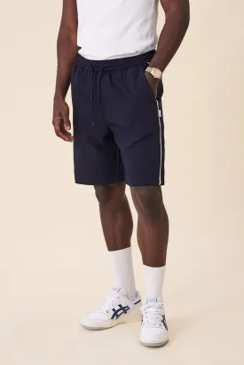 STRIPE TRACK SHORTS - NAVY / ECRU