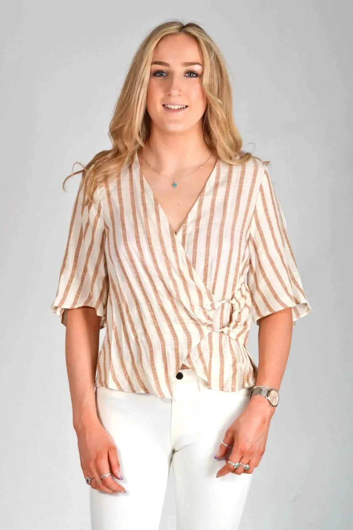 Stripe Wrap Blouse