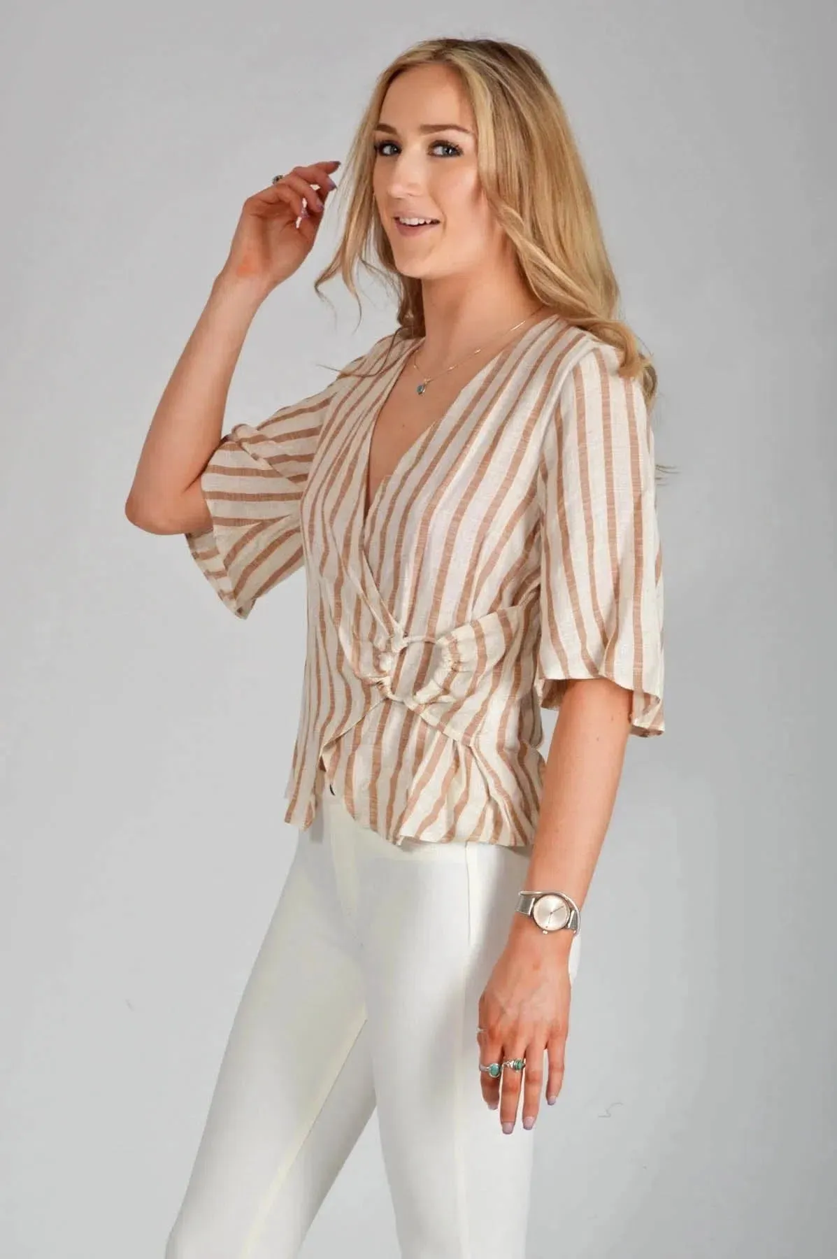 Stripe Wrap Blouse