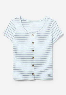 Striped Henley Top & Hair Tie