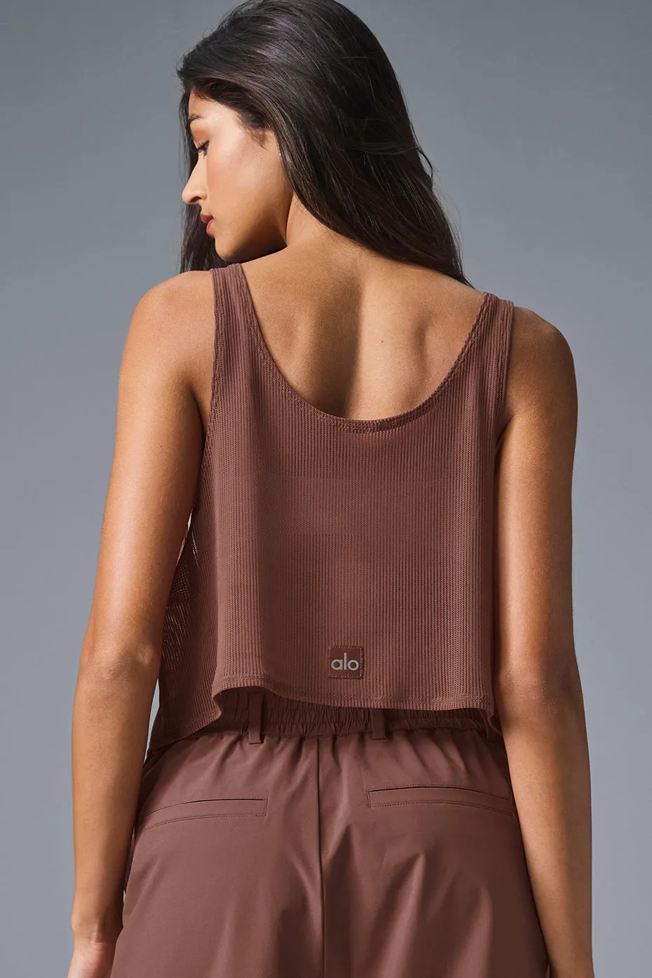 Striped Mesh Tropical Nights Tank - Chestnut