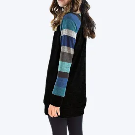 Striped Printed Crew Neck Oversized Sweatshirt