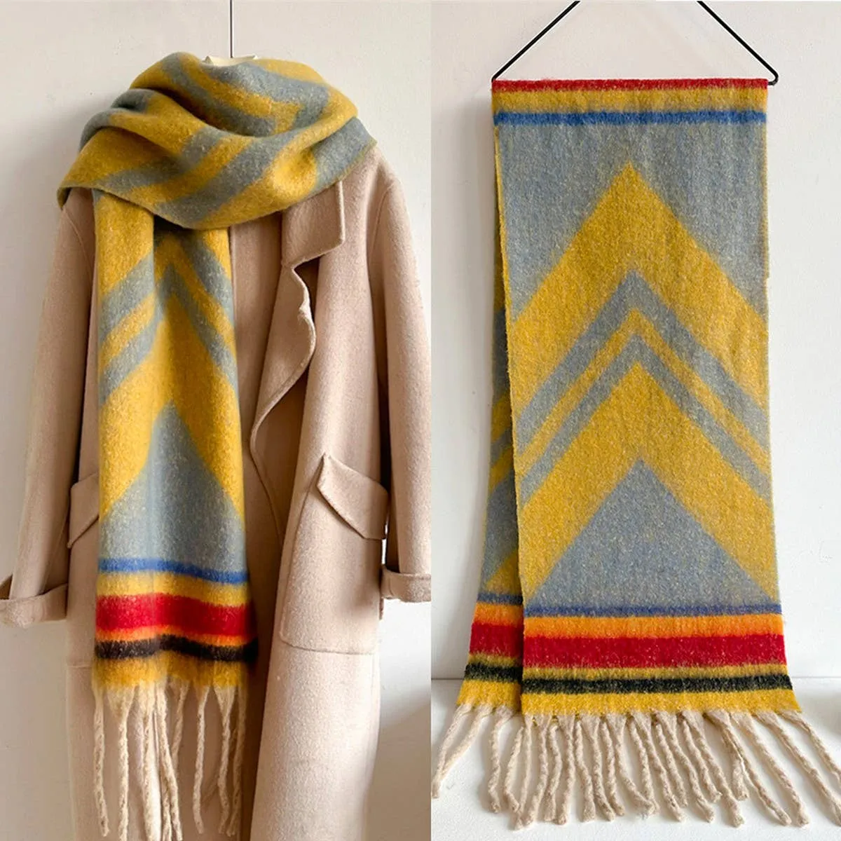 Striped Scarf - Pink   Blue