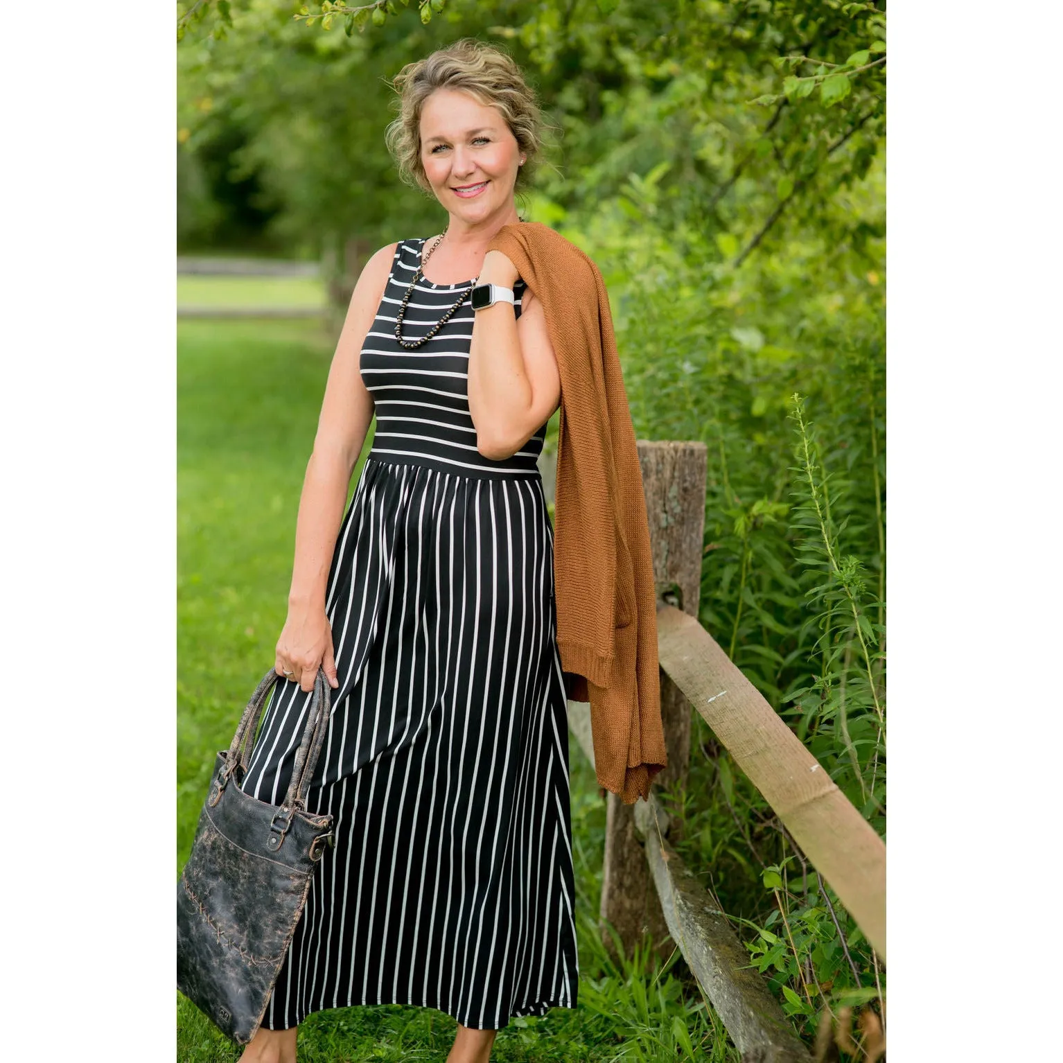 Striped Sleeveless Tank Dress