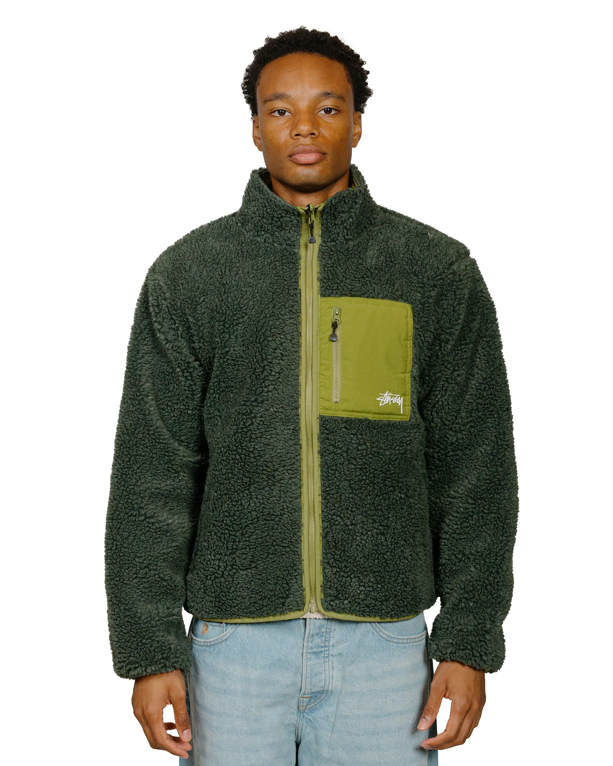 Stüssy Sherpa Reversible Jacket Dark Green