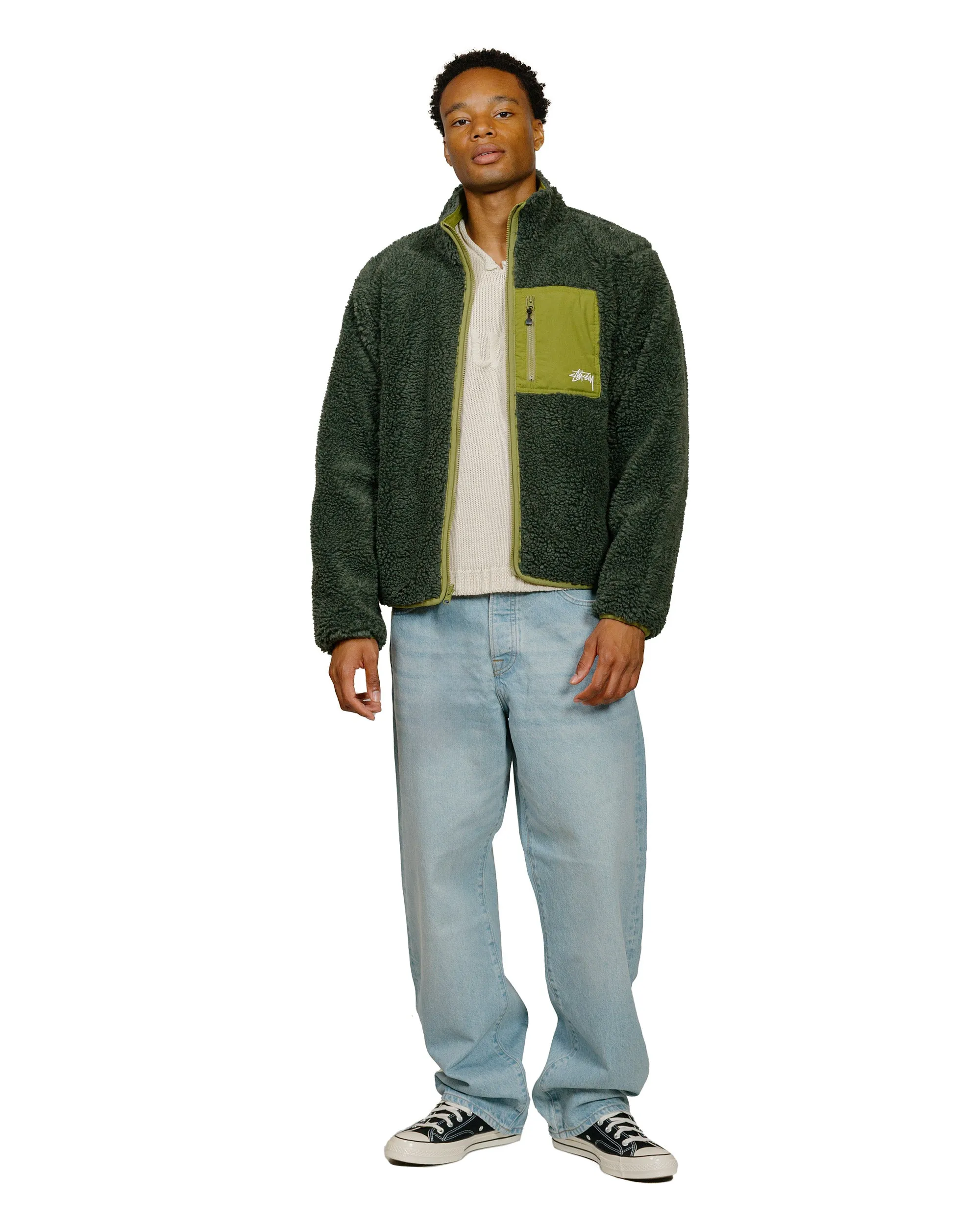 Stüssy Sherpa Reversible Jacket Dark Green