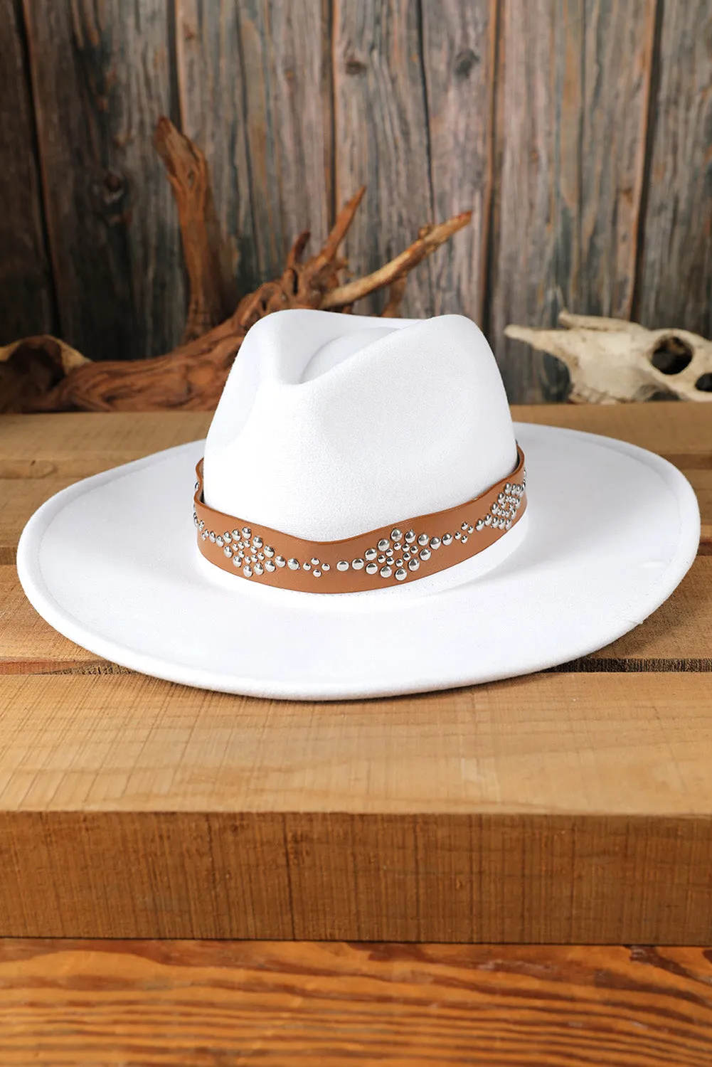 Studded Wide Brim Panama Hat