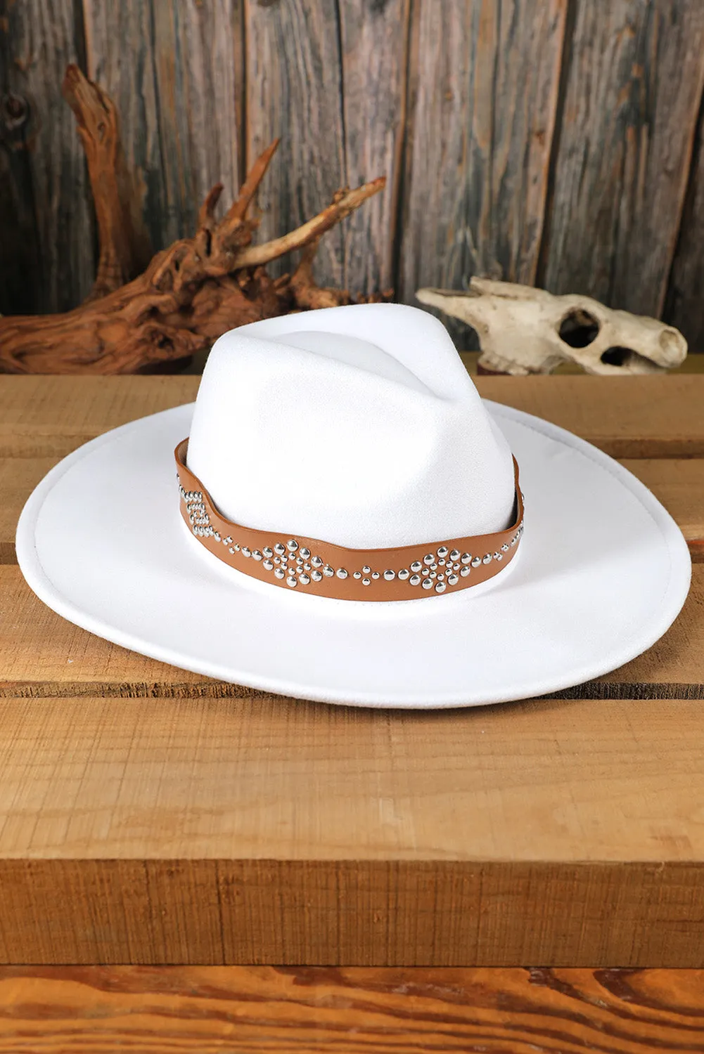 Studded Wide Brim Panama Hat