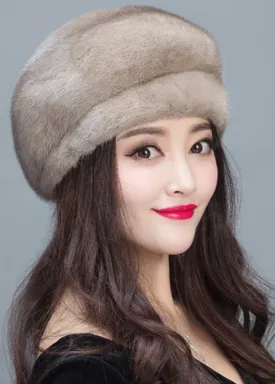 Style Grey Warm Mink Hair Knitted Beret Hat