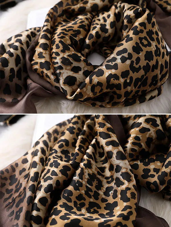 Stylish Leopard Gradient Silk Scarf