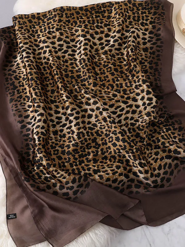 Stylish Leopard Gradient Silk Scarf