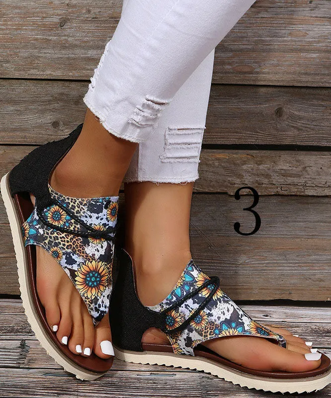 Stylish Leopard Print Faux Leather Beach Sandals Splicing Water Sandals