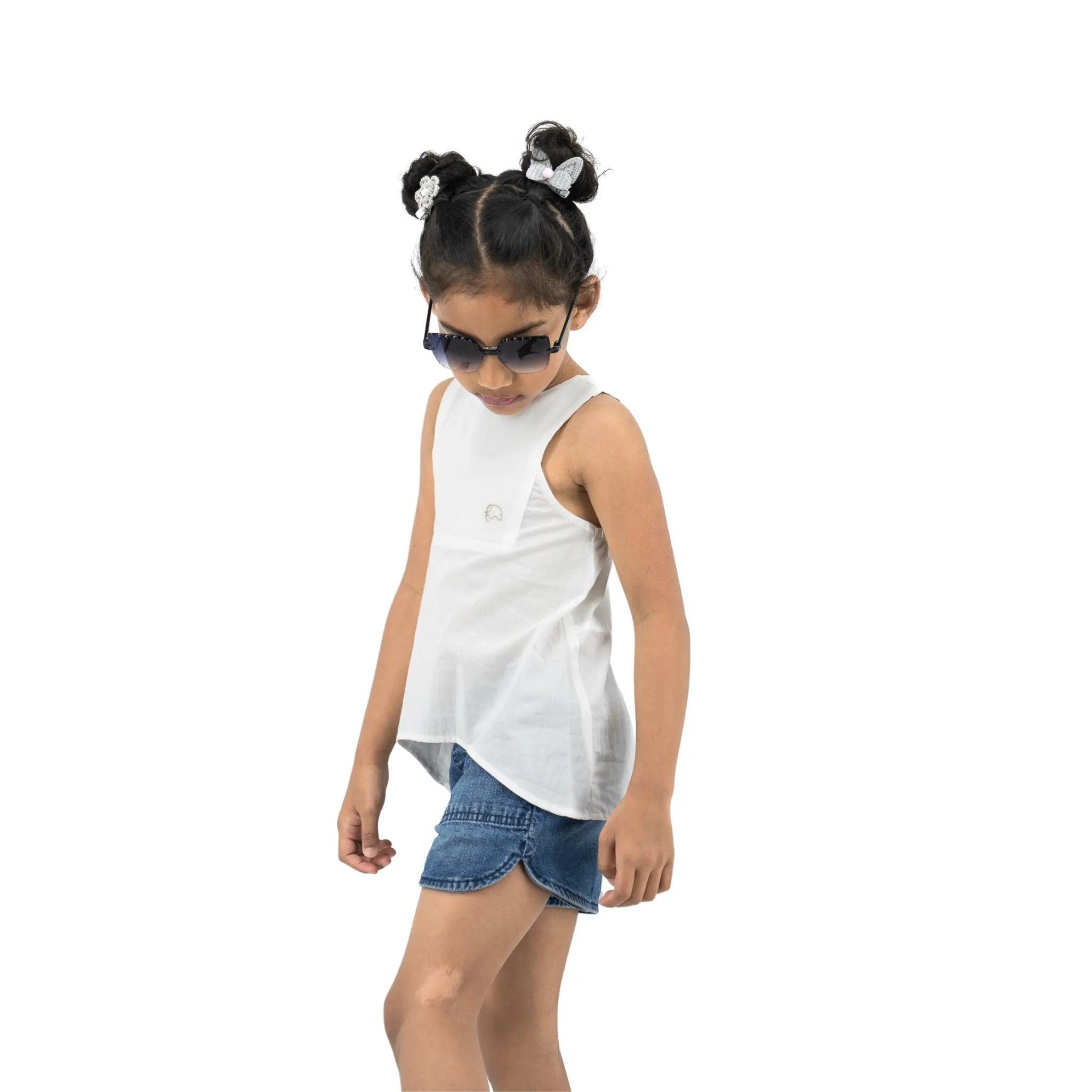 Stylish White Cotton Top for Girls