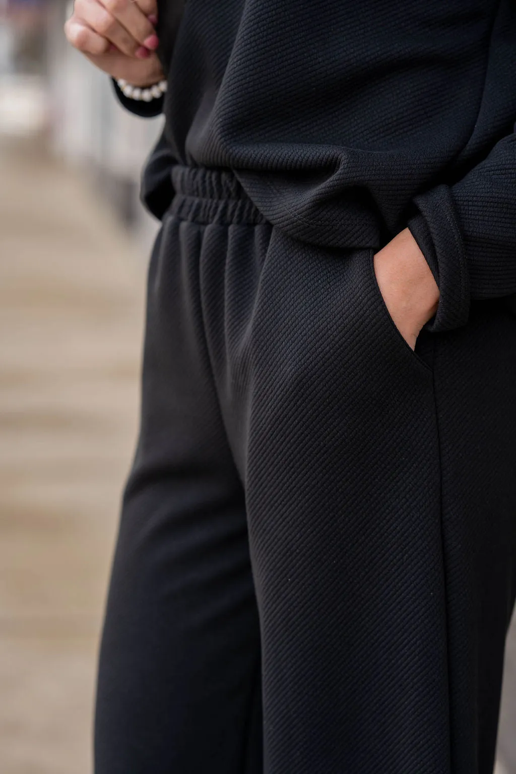 Subtle Ribbed Relaxed Bottom Pants