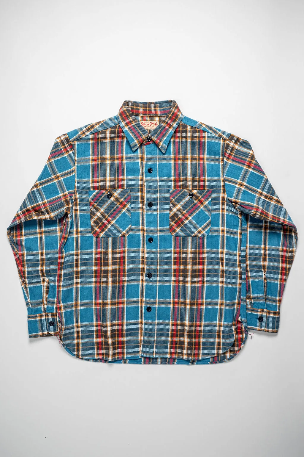 Sugar Cane Lot No. SC29363 Twill Check Work Shirt - Blue