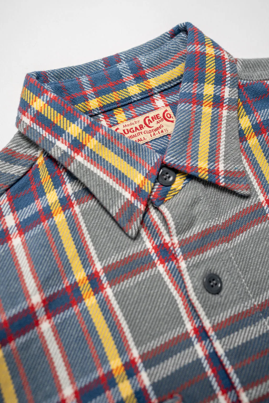 Sugar Cane Lot No. SC29363 Twill Check Work Shirt - Grey