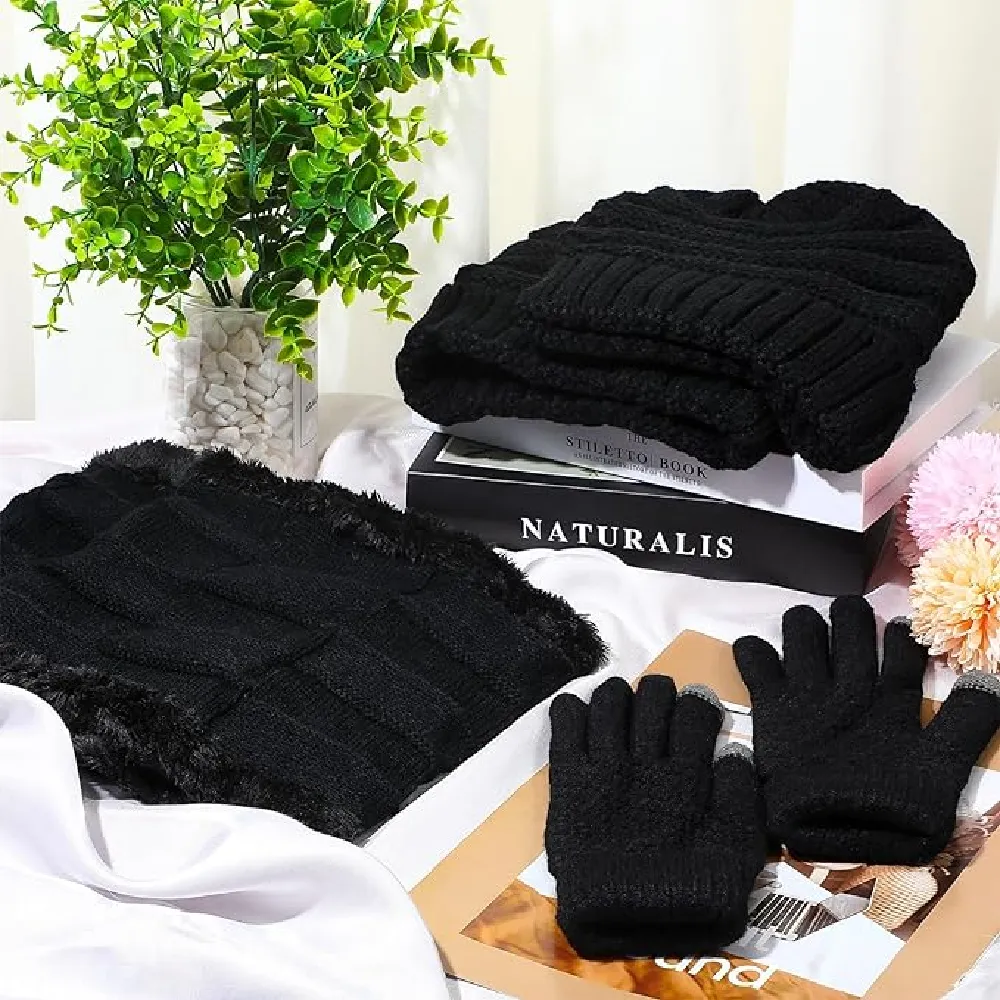 Suhine 27 Pieces Winter Beanie Hats Scarf Gloves Set Warm Knit