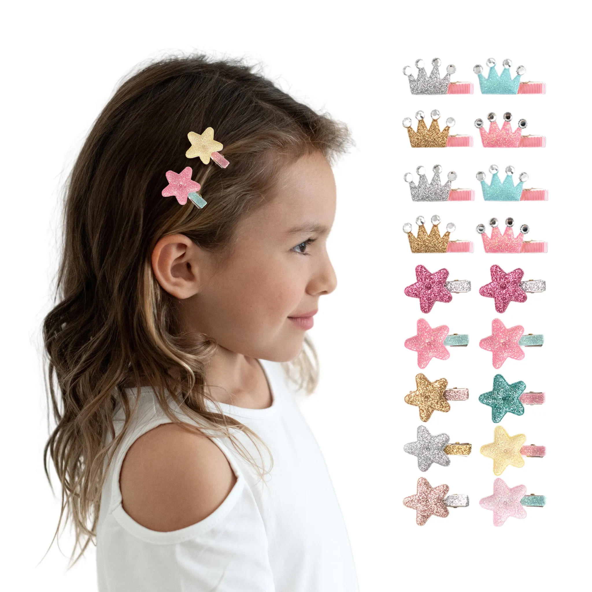 Summer Crystal 18Pcs Small Glitter Hair Clips For Girls