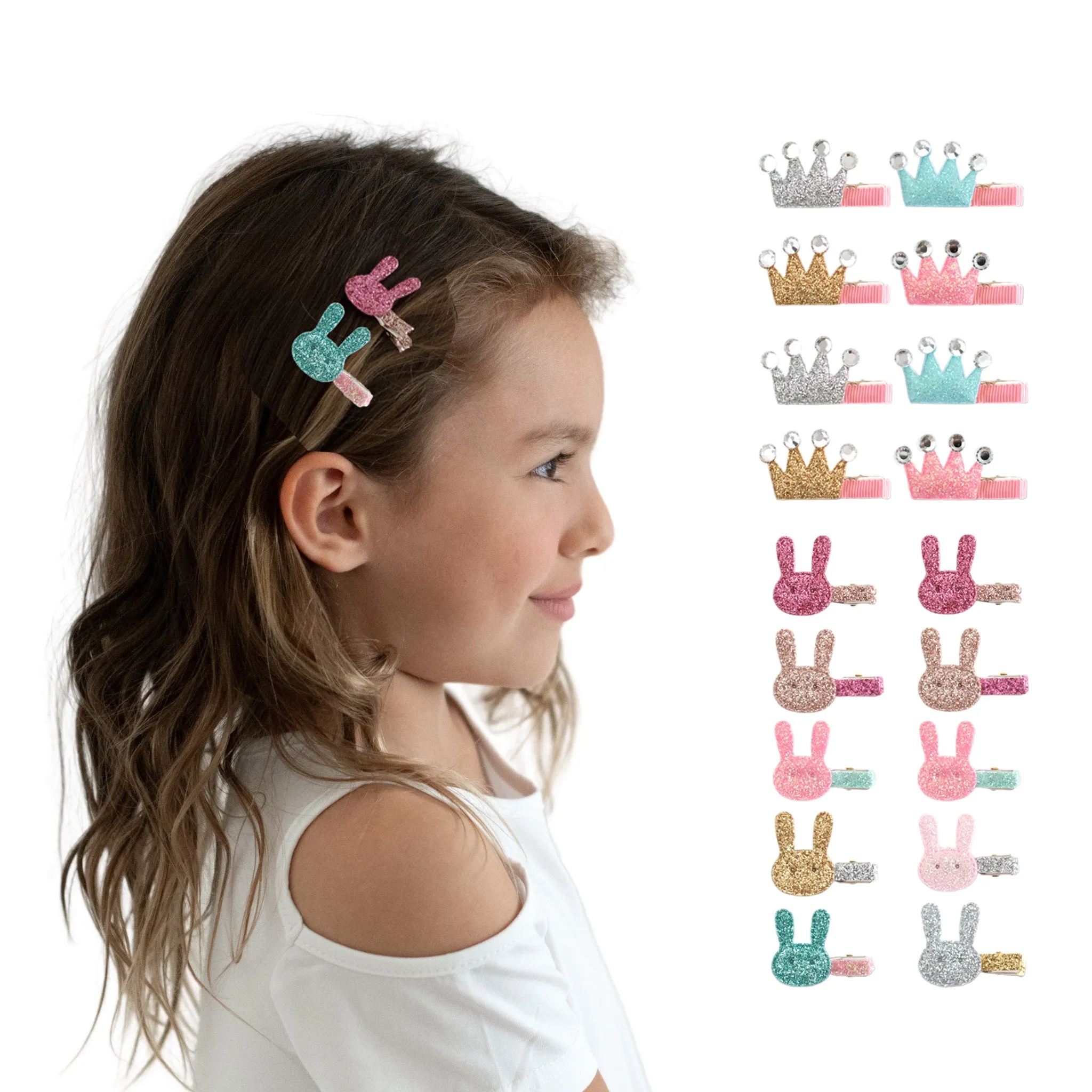 Summer Crystal 18Pcs Small Glitter Hair Clips For Girls