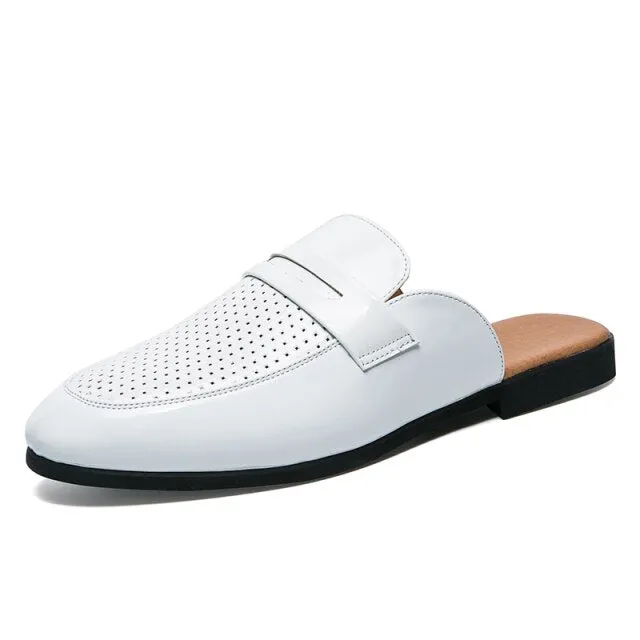 Summer Men Slippers Casual Beach Sandals Non-slip Male Loafers Classic Men's Mules Moccasin Slip On Men Flats Shoes White