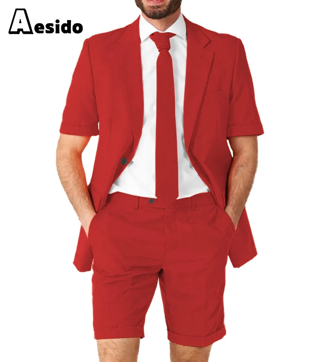 Summer Notch Lapel Leisure Suit For Men (Blazer Shorts)