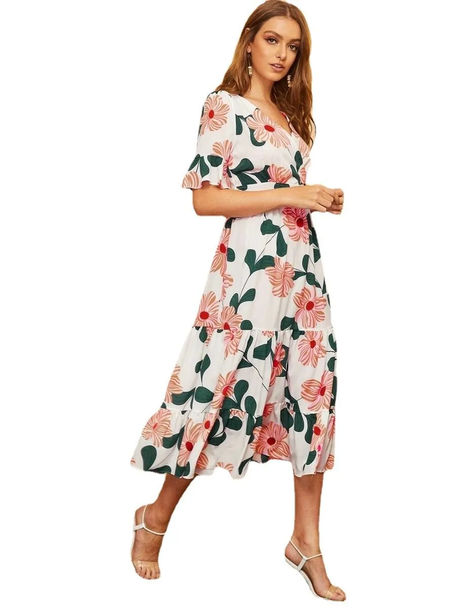 Summer Women Chiffon Floral Beach Dresses