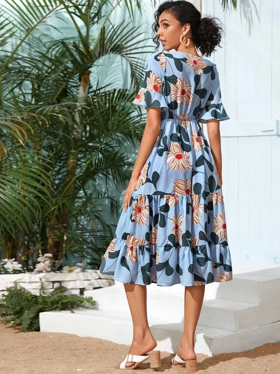 Summer Women Chiffon Floral Beach Dresses