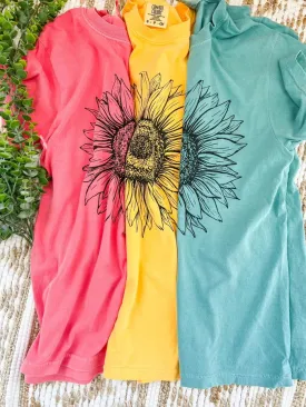 Sunflower Outline Tees (Choose Your Color)