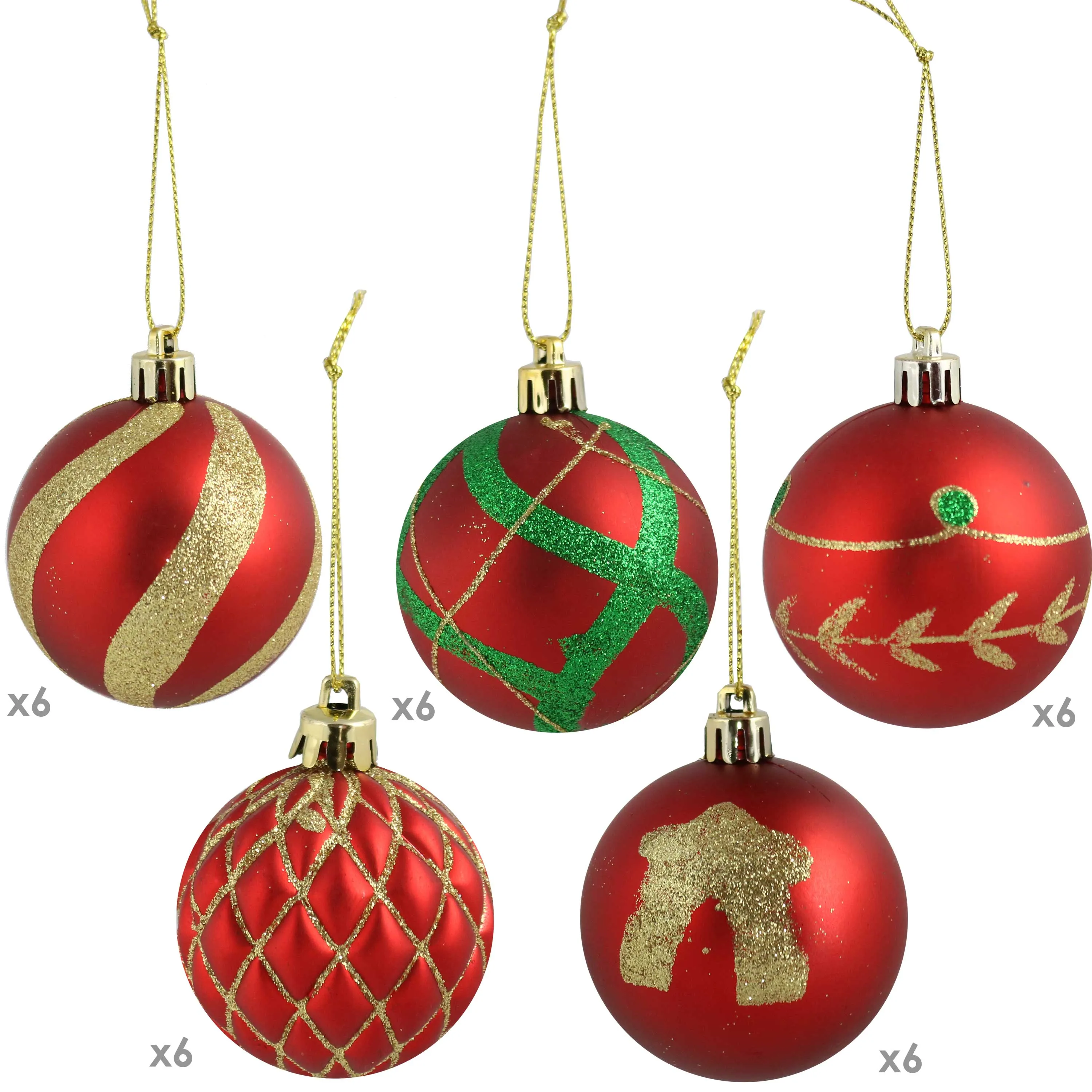 Sunnydaze 30ct 60mm Holiday Glitter Shatterproof Christmas Ornaments