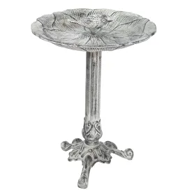 Sunnydaze Bird and Blossom Metal Bird Bath - Antique Gray - 13"