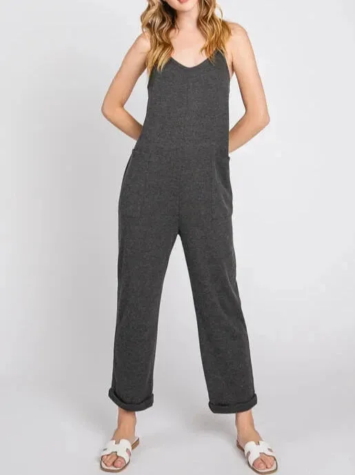 Sunscape Waffle Knit Camisole Jumpsuit (Assorted Colors)