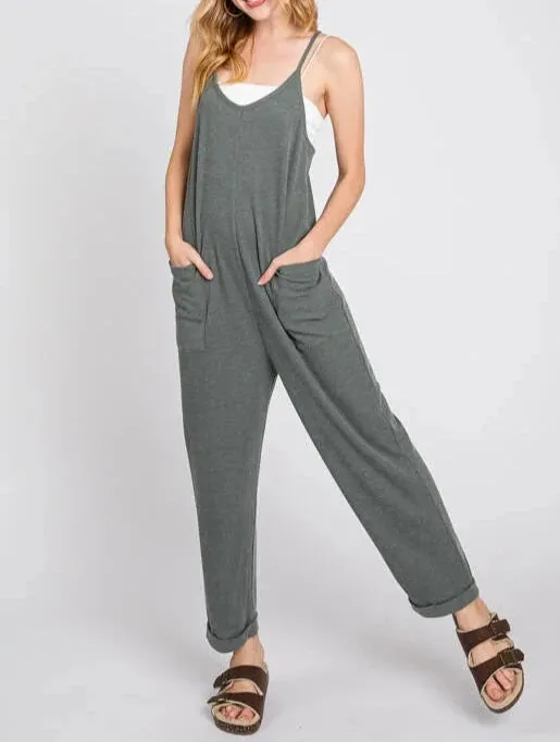 Sunscape Waffle Knit Camisole Jumpsuit (Assorted Colors)