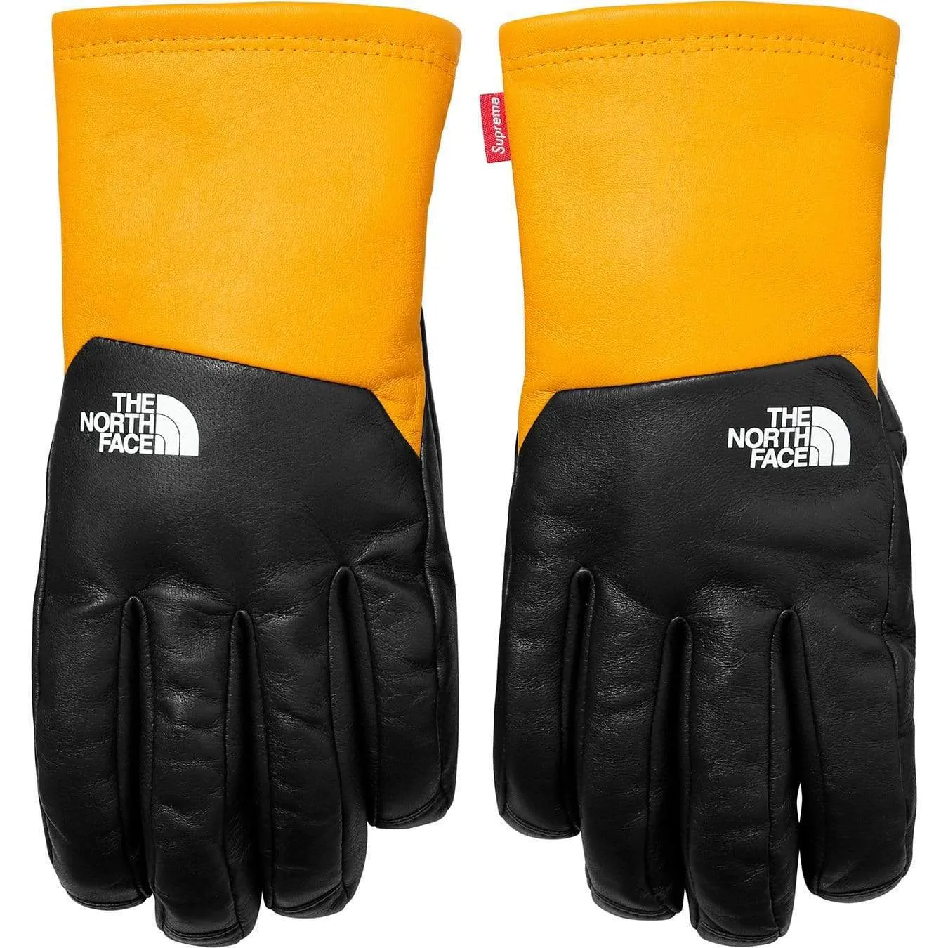 Supreme-The North Face Leather Gloves - Yellow