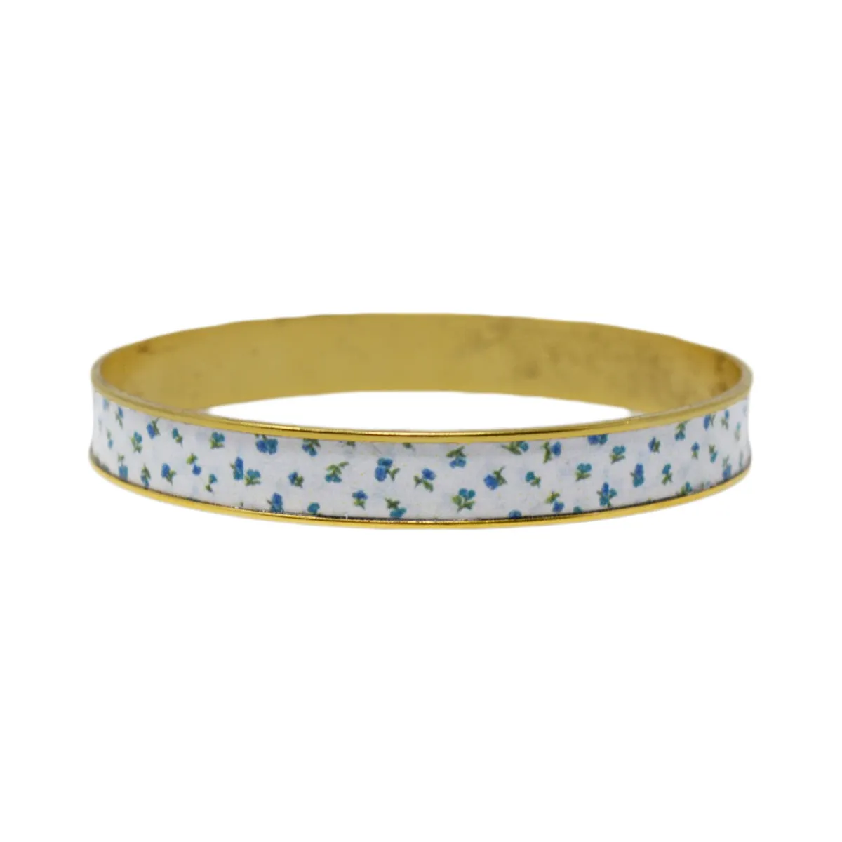 Sweet Blue Floral Bangle Bracelet