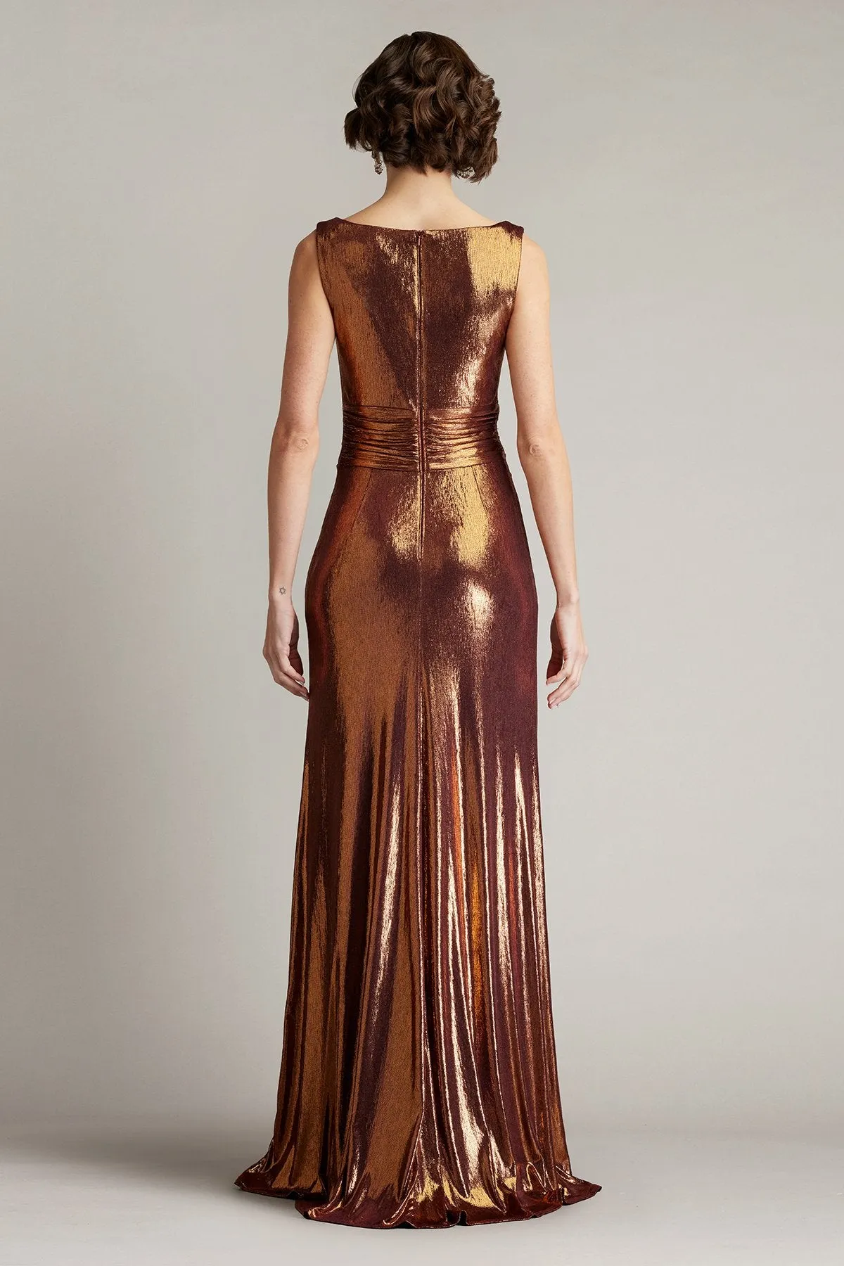 Tadashi Shoji - BSJ24432L - Metallic Waterfall Drape Gown