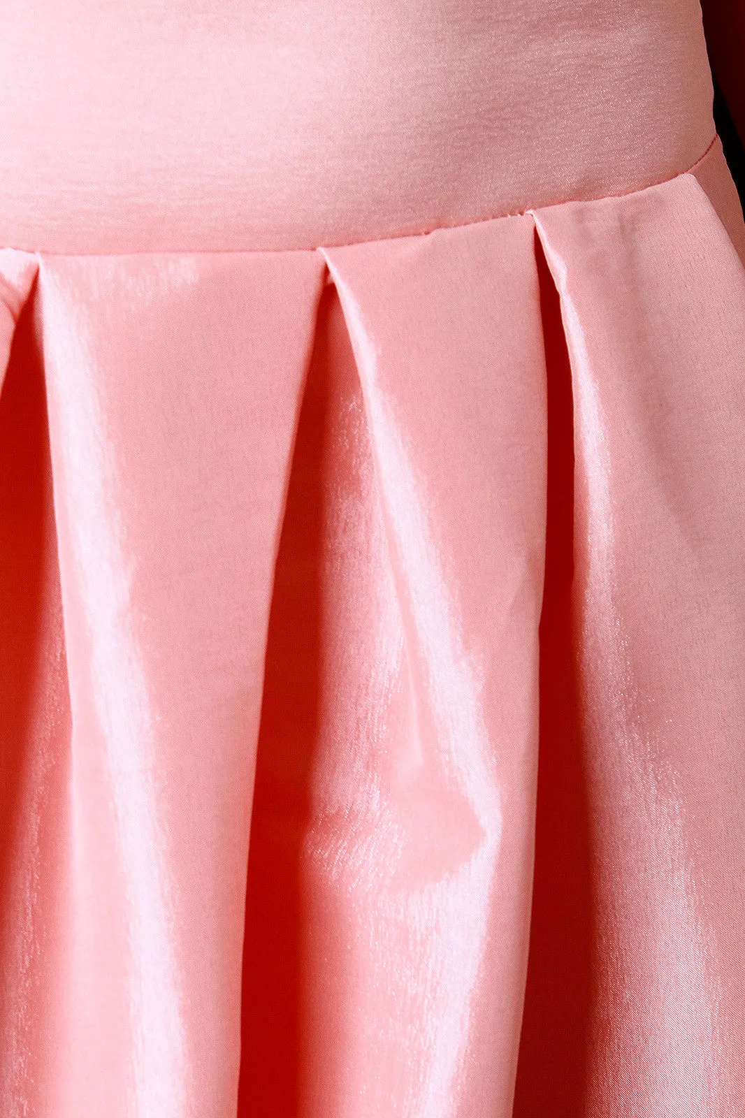 Taffeta High-Low Pleated Back Bow Skirt