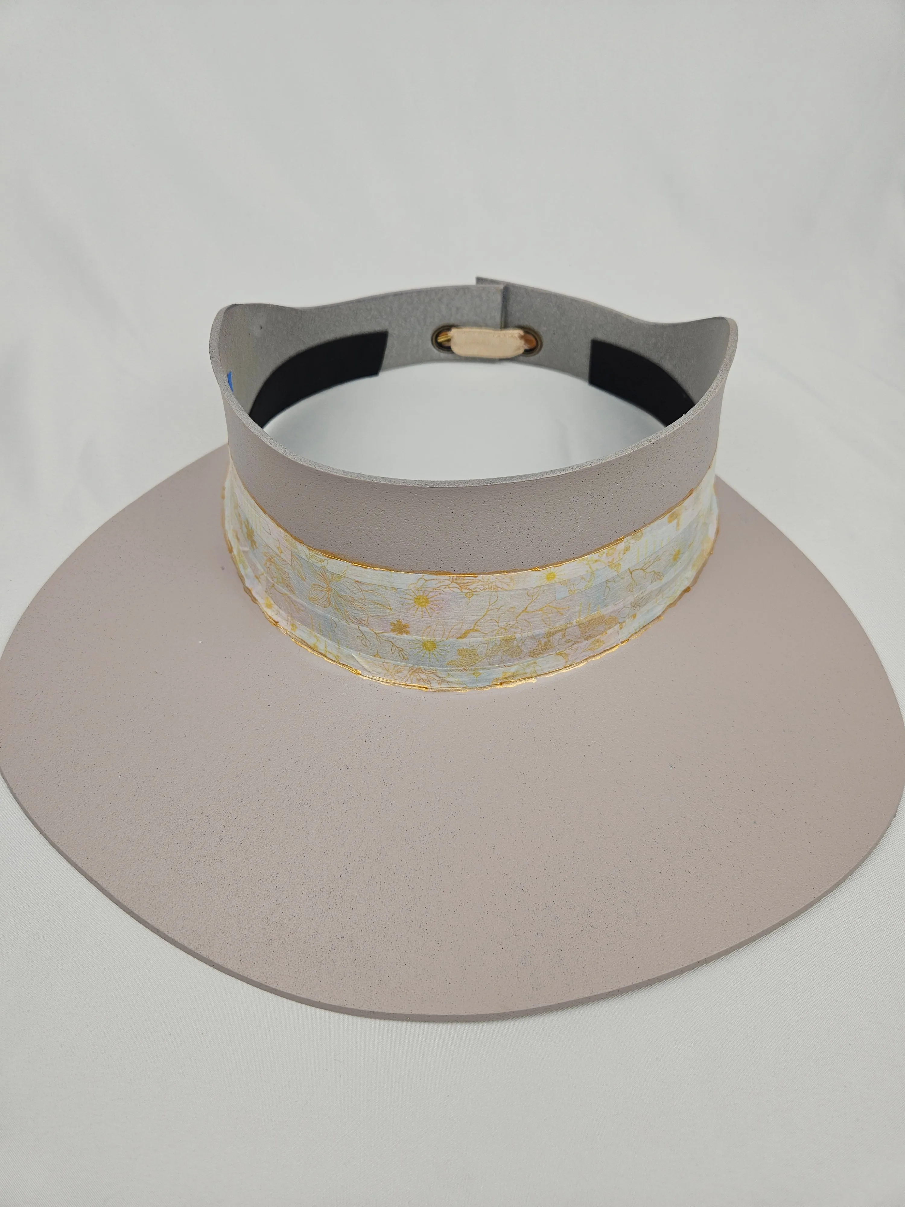 Tall Light Pink "LadyEVA" Visor Hat with Soft Pink Floral Band