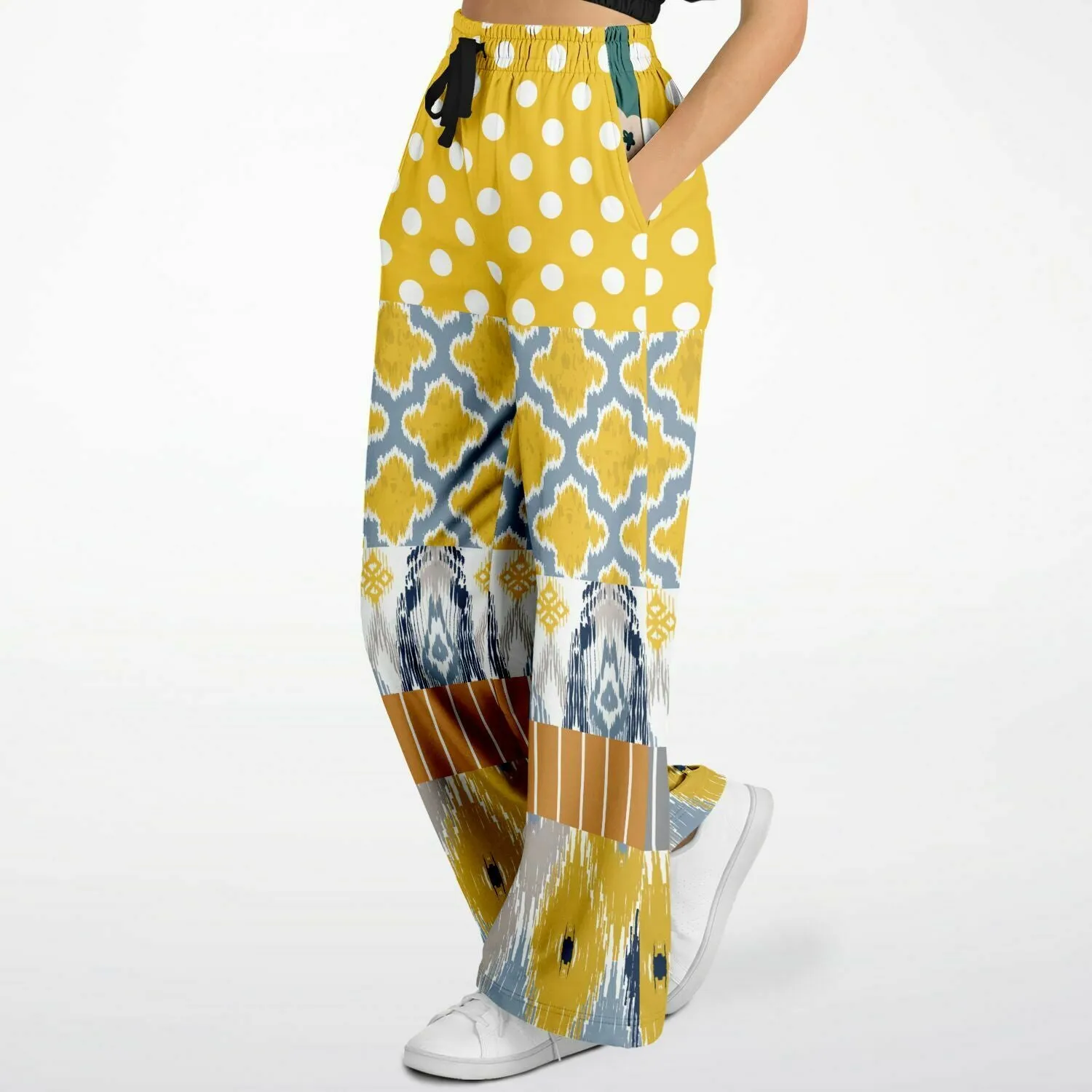 Tallullah Bankhead Ikat Polka Dot Eco-Poly Wide Leg Pants