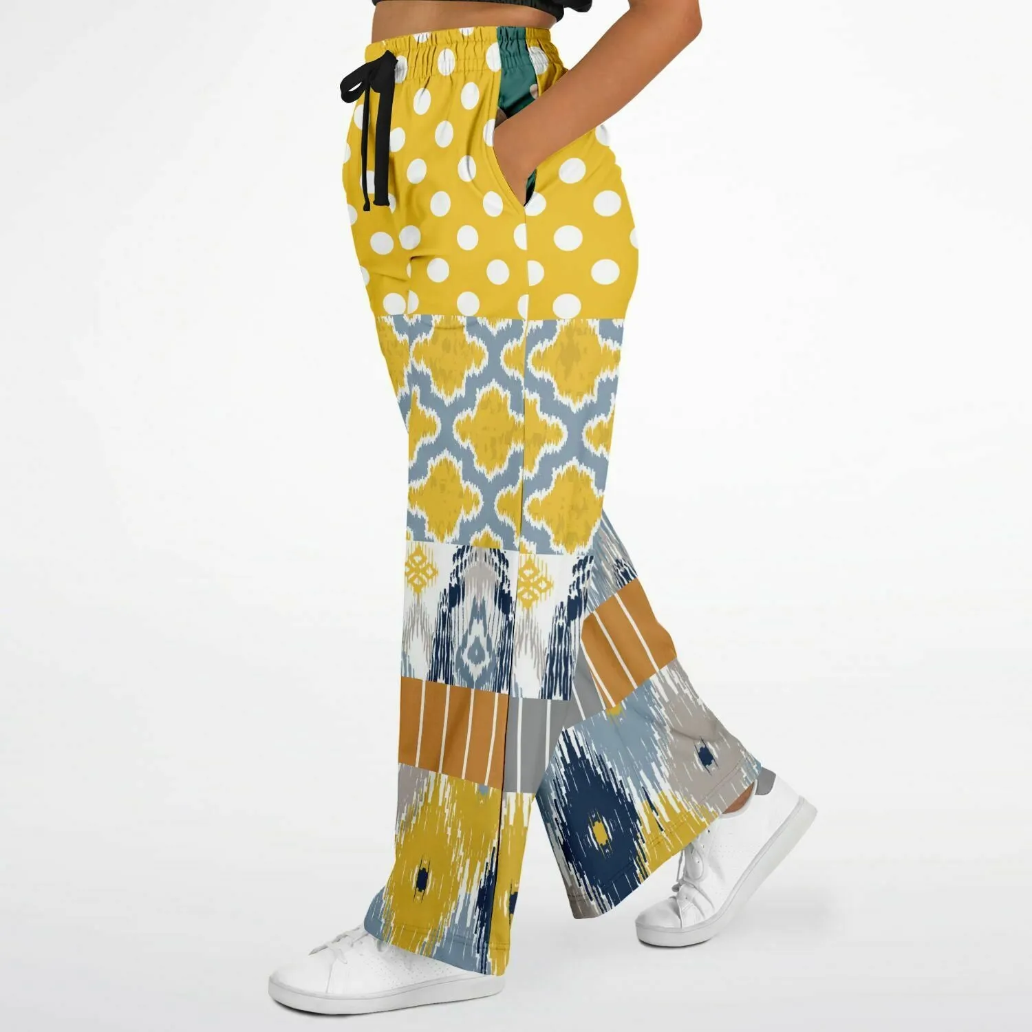 Tallullah Bankhead Ikat Polka Dot Eco-Poly Wide Leg Pants