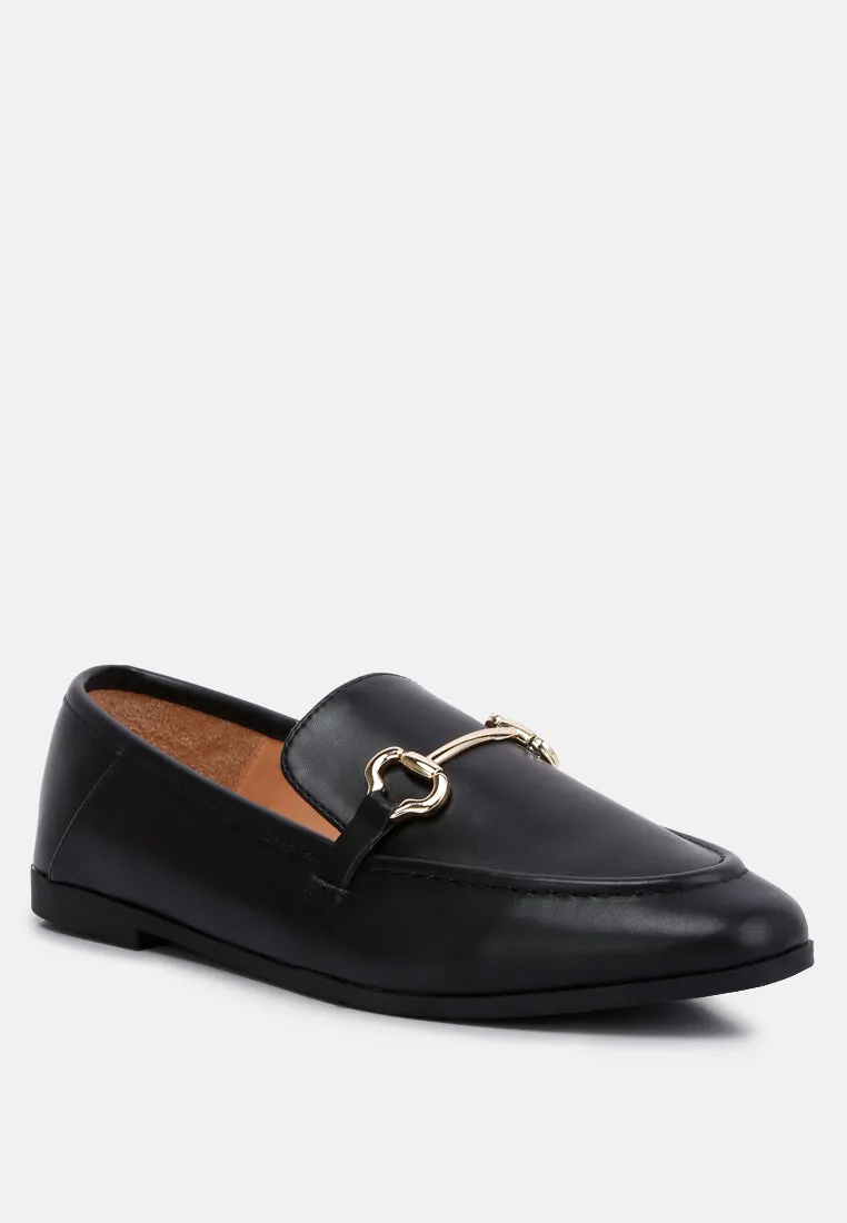 Talula Horsebit Embellished Faux Leather Loafers