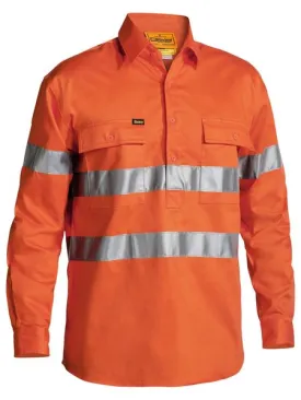 Taped Hi Vis Closed Front Drill Shirt Long Sleeve - BTC6482