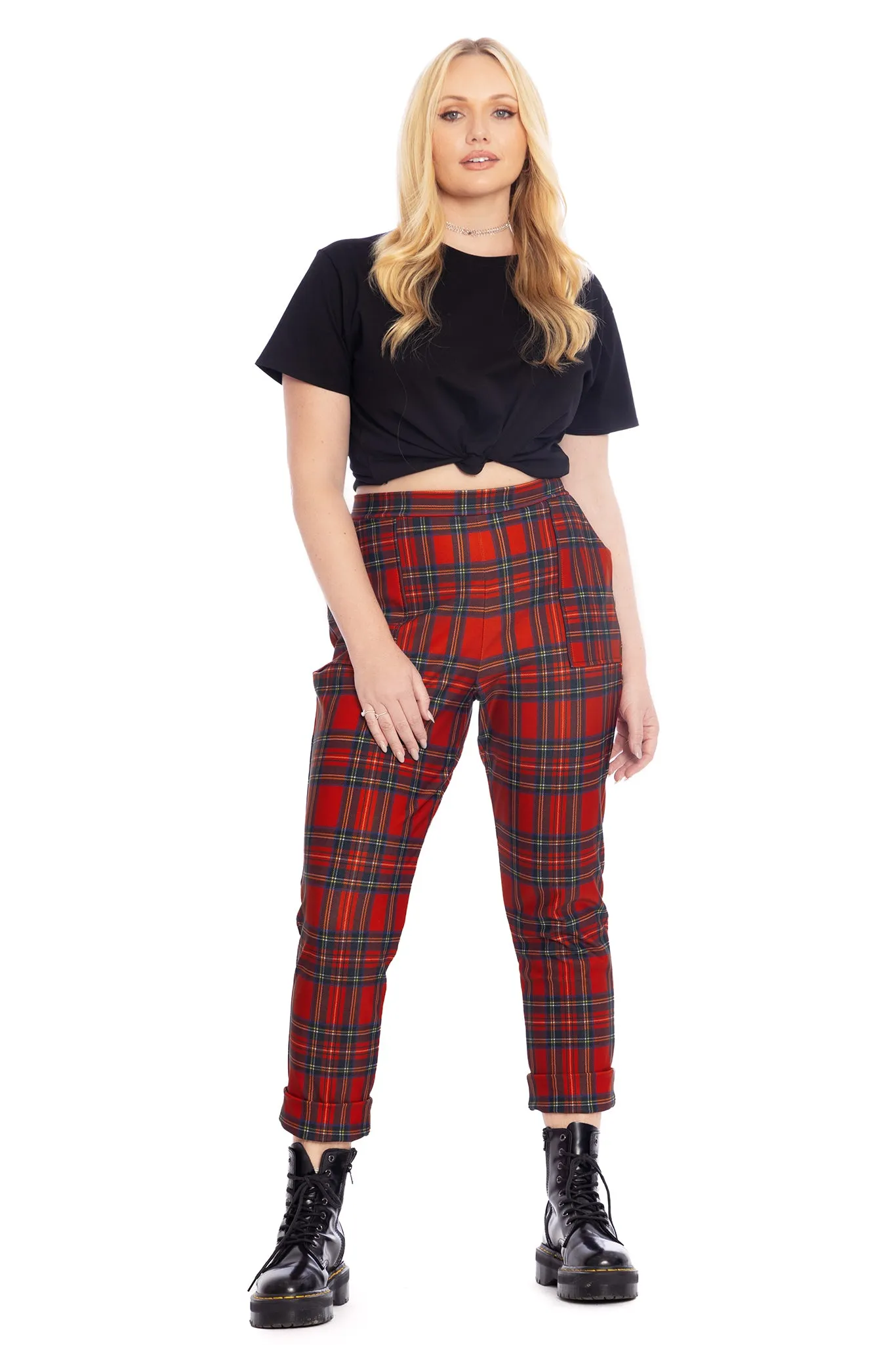 Tartan Red Cuffed Pants