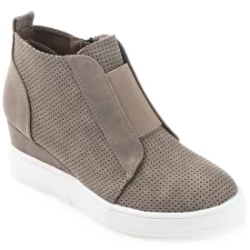 Taupe Clara Wedge Sneakers In Faux Leather