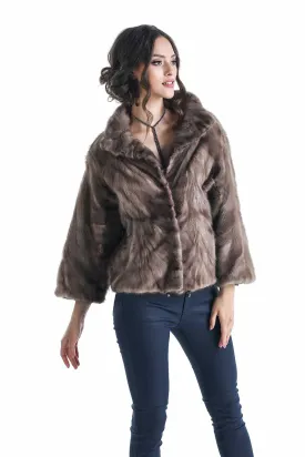 Taupe Genuine Mink Fur Jacket