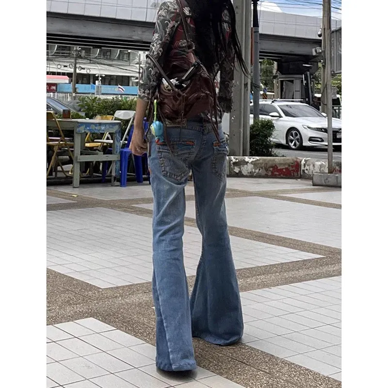 TAVIMART  -  Y2K Blue Jeans for Women High Waist American Street Wide Leg Pants Hip Hop Vintage 2000s Straight Autumn Trousers