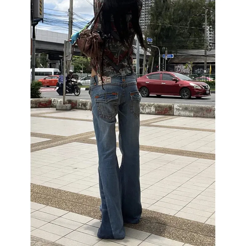 TAVIMART  -  Y2K Blue Jeans for Women High Waist American Street Wide Leg Pants Hip Hop Vintage 2000s Straight Autumn Trousers